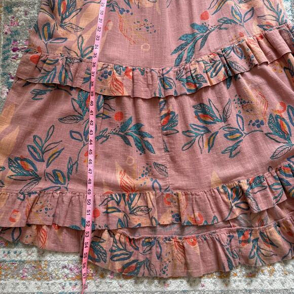 Free People Anita Desert Rose Combo Floral Ruffled Tiered Maxi Dress Size Small - Picture 8 of 12